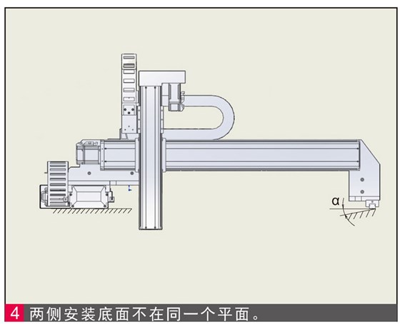 組合機械手臂兩邊安裝高度不平。