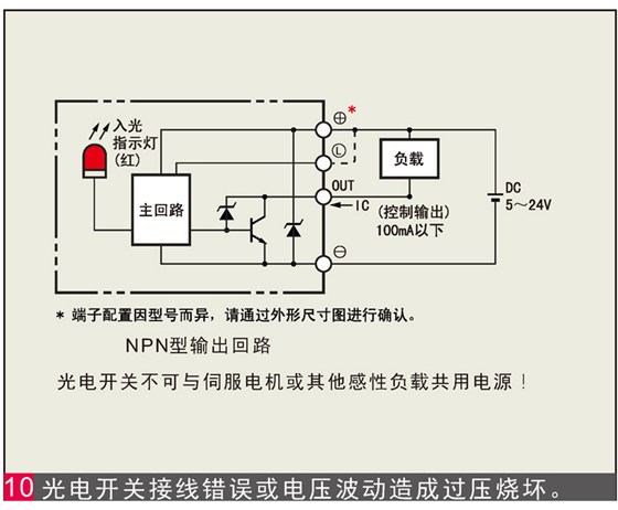 電動滑臺感應開關接線錯誤或過壓燒壞